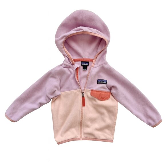 Patagonia Baby Micro D Snap-T Fleece Hoodie Pink Purple 6-12M - Picture 1 of 5